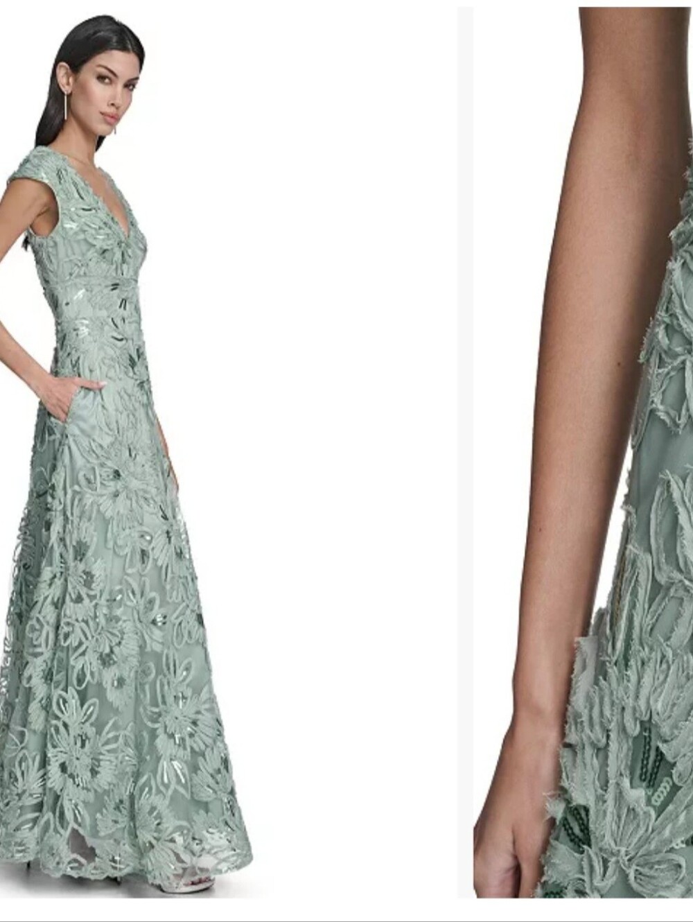Eliza JWomen's V-Neck Ball Gown - Picture 3 of 14